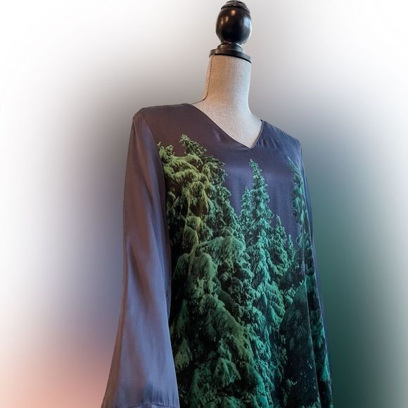 🌲Nice Things🌲 - Alpine Valley Digital Print Dress / Size M /US 6-8/ Navy - Picture 3 of 8